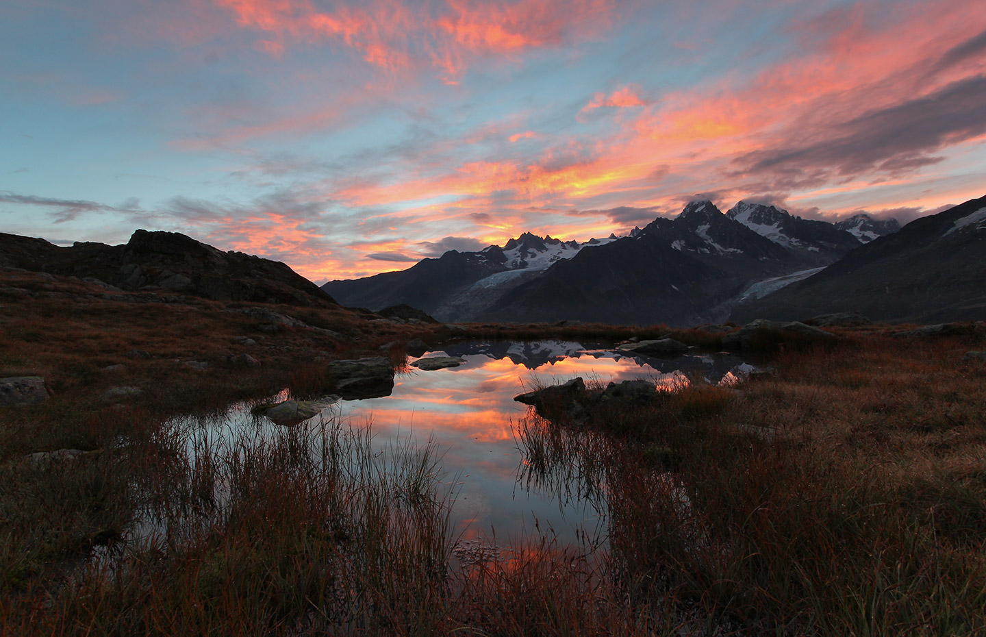 Fiery morning in Alps